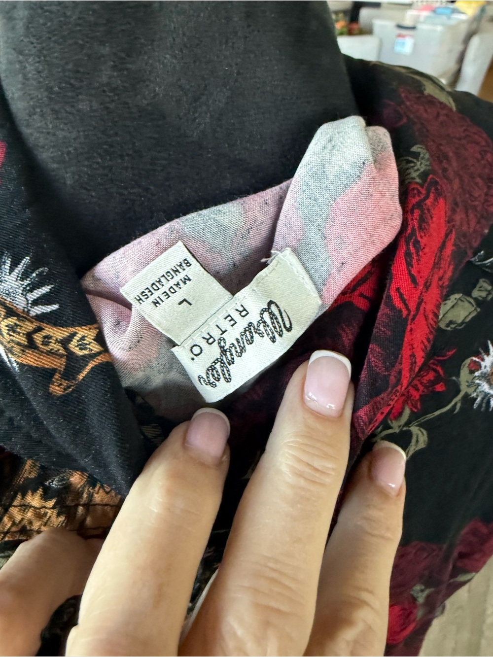 Wrangler Black Floral Button-Front Shirt with Red Accents - Picture 3 of 3